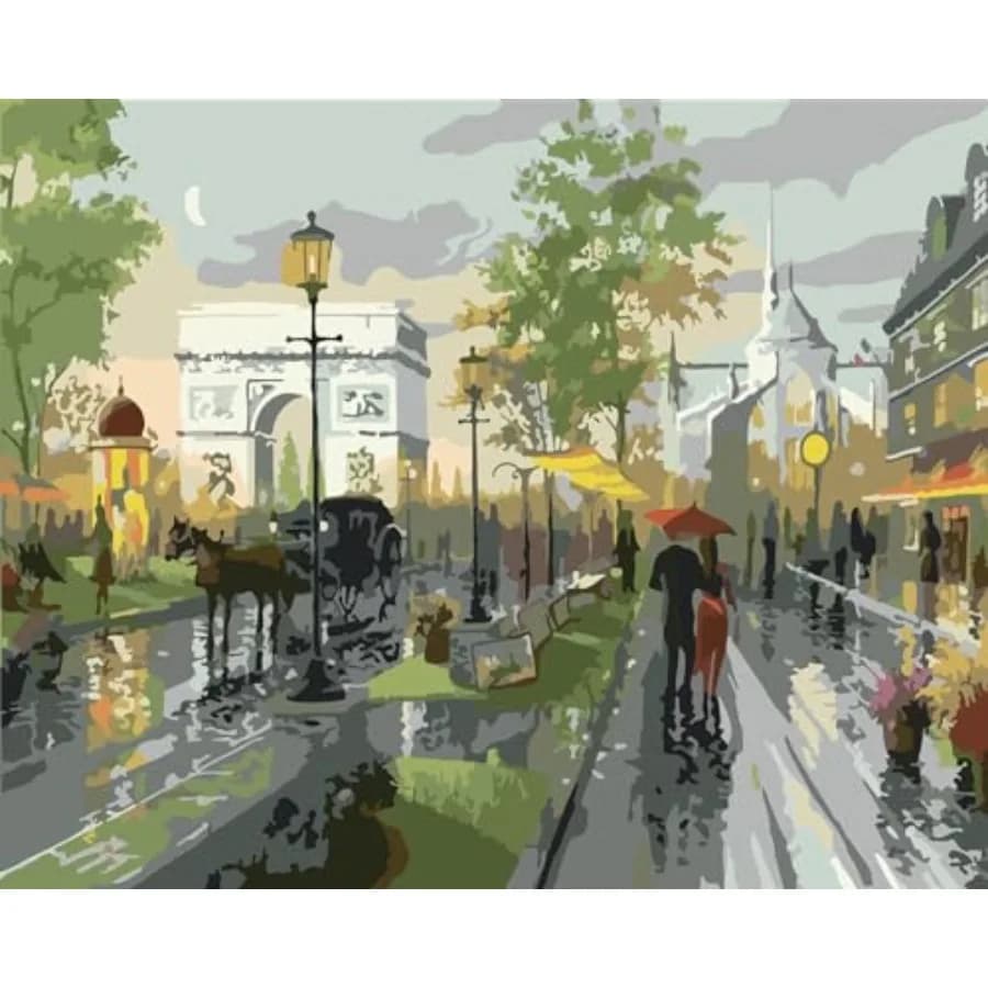 Paint by Number for Adults, City Adult Paint by Number Kits, Arc de Triomphe Oil Painting Street Scenery Suitable for Home Wall
