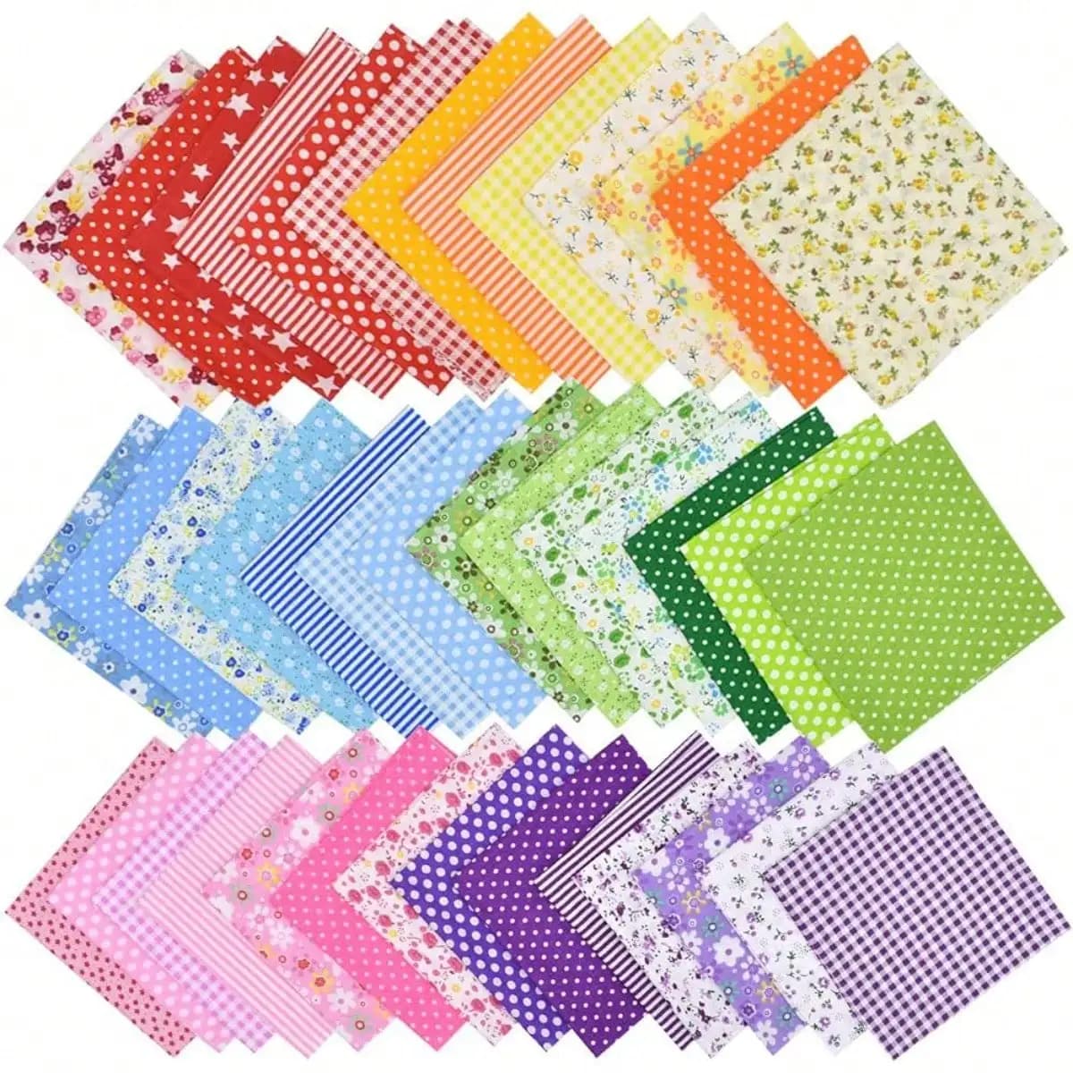Set da 42 Pezzi di Quadrati di Tessuto Trapuntato Serie Floreale da 5 Pollici, Adatti per Cucito e Materiali per Quilting Fai-da-Te