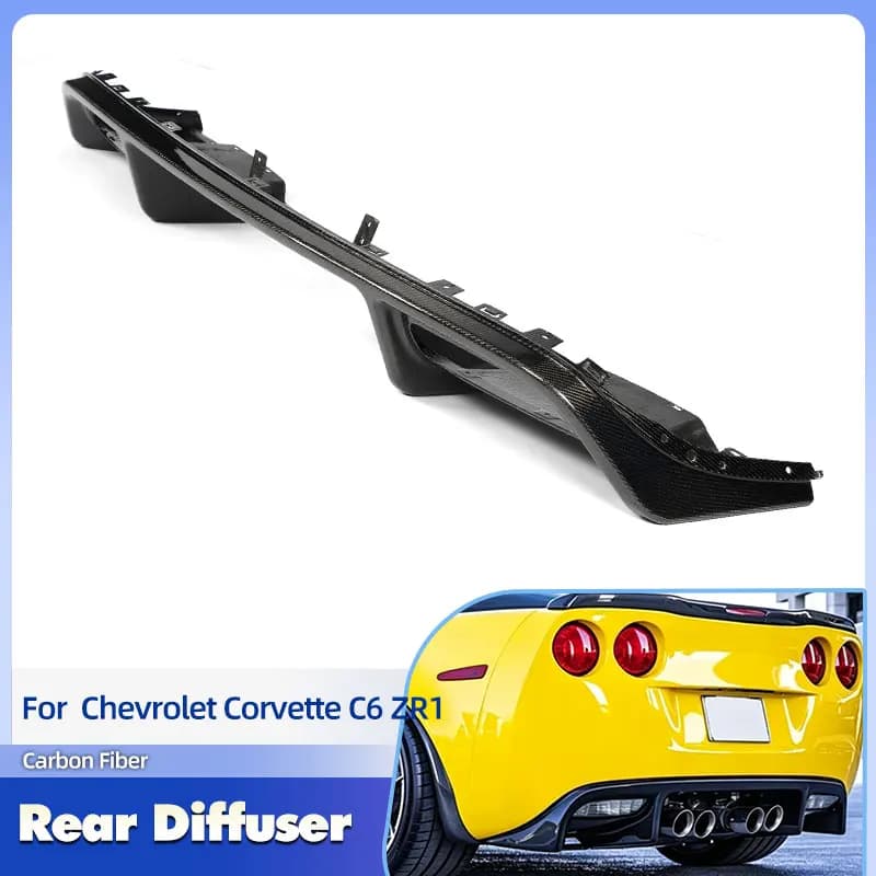 Car Rear Bumper Diffuser Lip Spoiler Carbon Fiber for Chevrolet Corvette C6 ZR1 2006-2013 Racing Rear Apron Lip Guard Body Kit