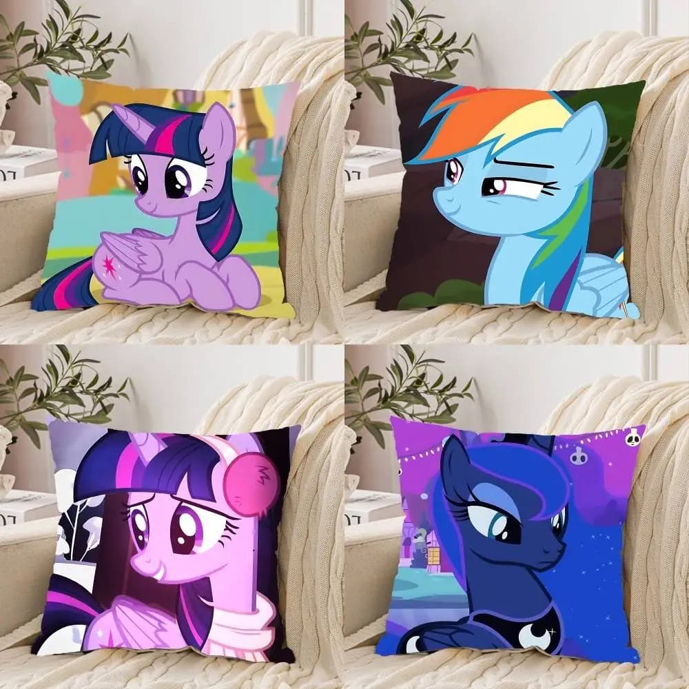 Cute Anime-M-My-L-Little-PonyS Kawaii Customizable Square Pillowcases, Stylish And Soft, Perfect For Beds, Cars, And Sofas.