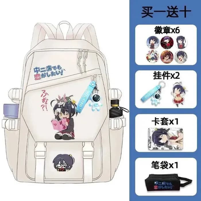 Mesh traspirante Nero Whitelove Chunibyo e altre delusioni Borse da scuola per adolescenti Zaini Anime GAME