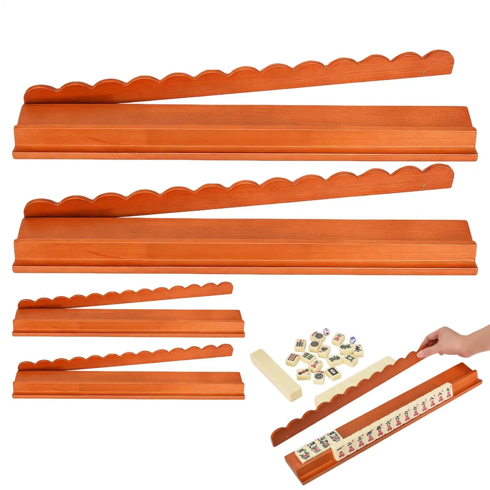 Supporti per Mahjong con Spintori, Vassoio Magnetico in Legno per 4 Pezzi, Set di Supporti e Spintori per Gioco, Natale, Viaggi, Casa, Principianti