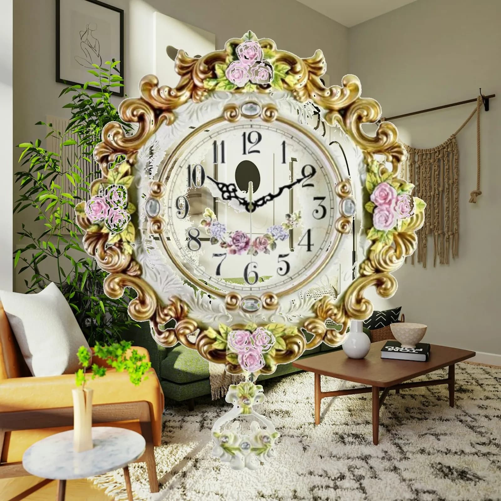 Rectangular Wall Clock Elegant Silent Luxury Wall Clock Decorative Wall Art Ornament for Living Room and Housewarming Gift