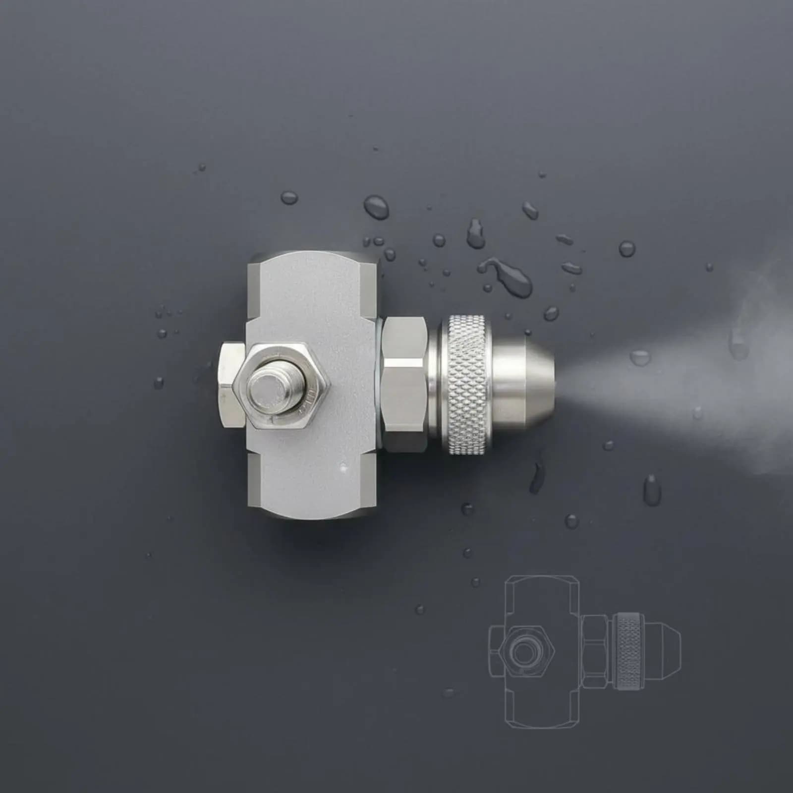 Ugello nebulizzatore Air-Mist per umidificazione, ugello atomizzatore industriale a bassa pressione per soppressione polveri e umidificazione