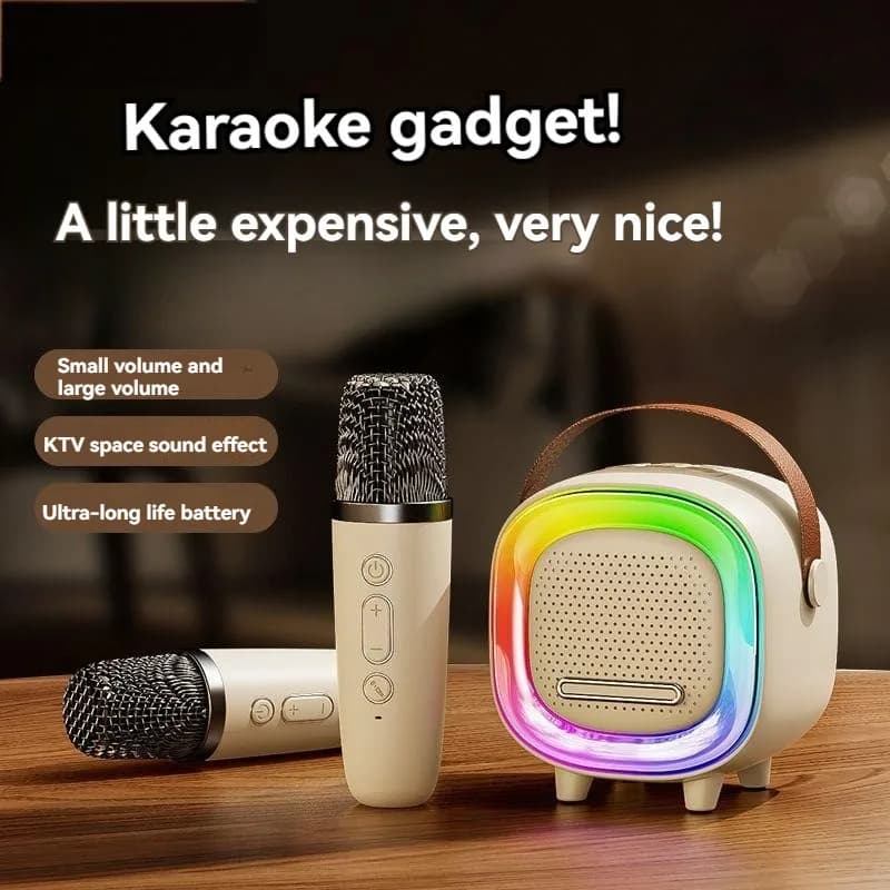 Macchina per karaoke D8 con 2 microfoni wireless, sistema di altoparlanti Bluetooth 5.3 portatile, luci RGB, sistema di altoparlanti portatile domestico