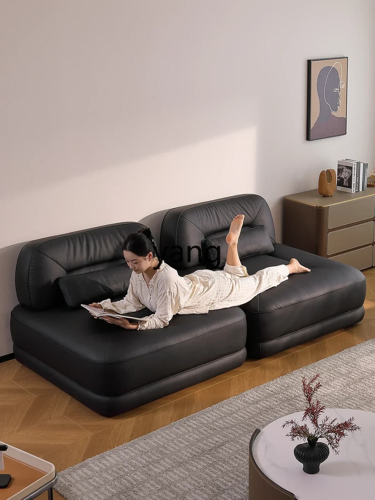 LH mobile combinazione libera modulo divano quadrato tofu blocco soggiorno piccolo appartamento divano in pelle