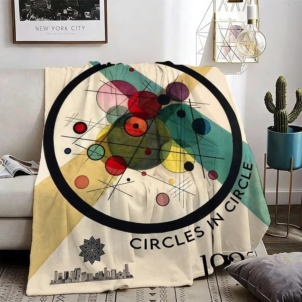 Abstract art Wassily Kandinsky Throw Lightweight 240g Flannel Blanket Soft Skin-friendly for Summer Cooling