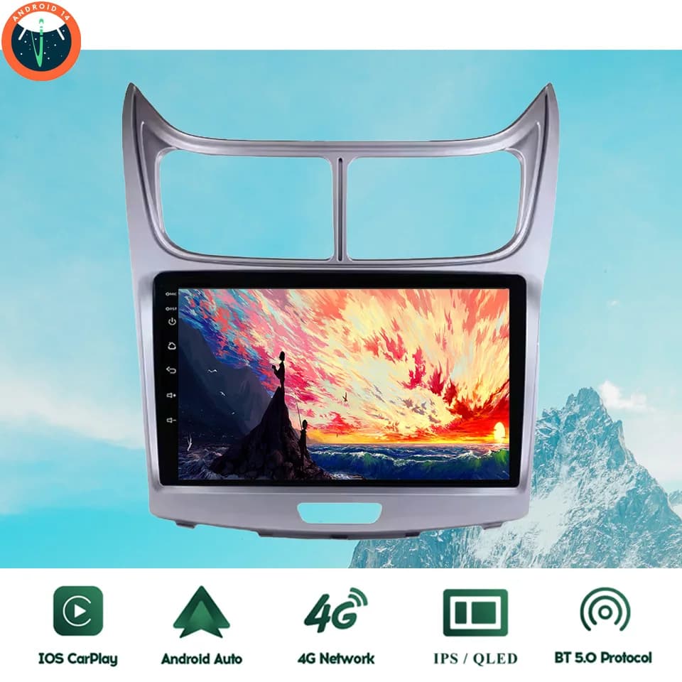 Android 14 8G + 128G Autoradio Stereo Audio Video A/V Lettore multimediale musicale per Chevrolet Sail 2009 - 2014 Navigazione GPS RDS