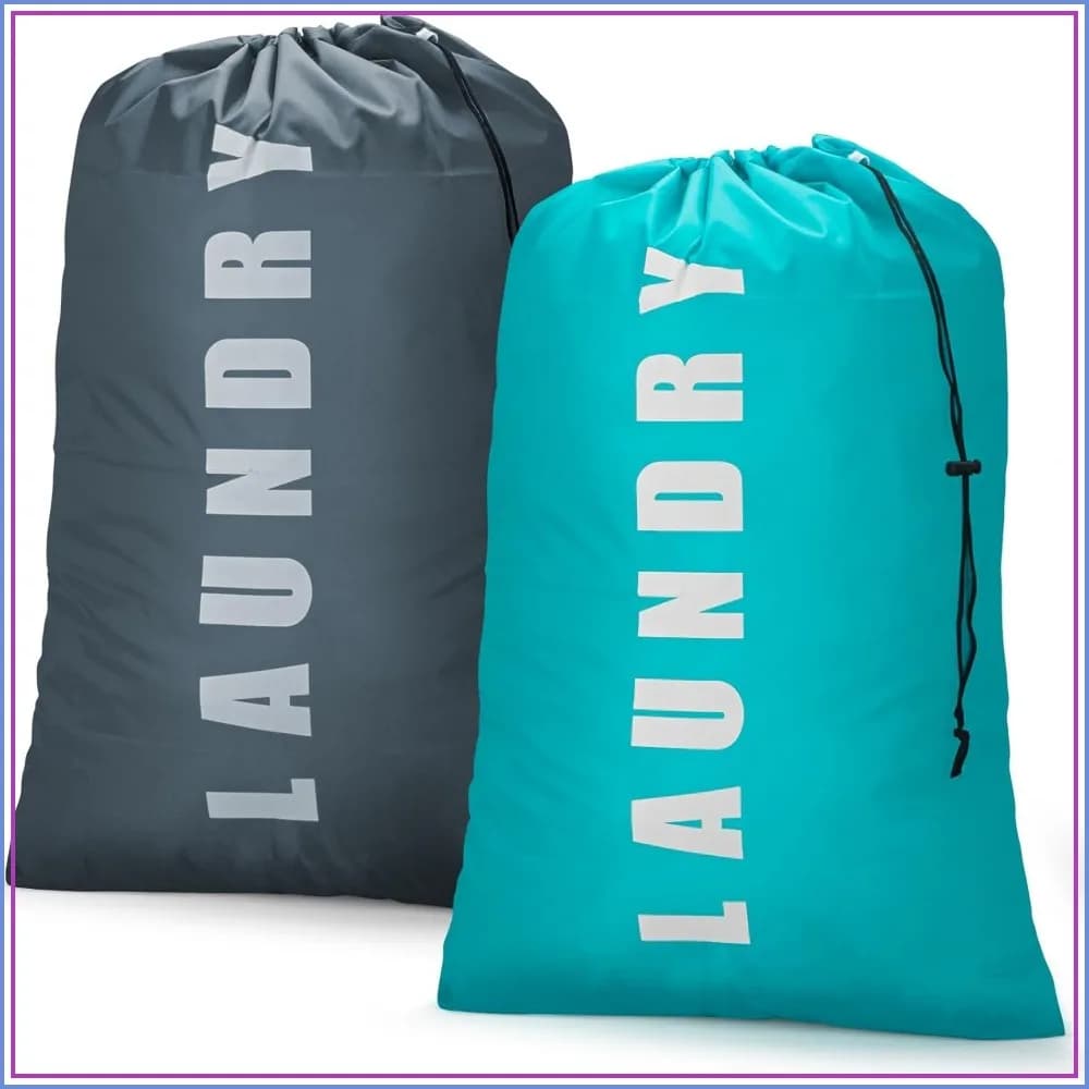 2 Pack Travel Laundry Bags for Dirty Clothes, Large 24x36 inch, Cyan+Gray