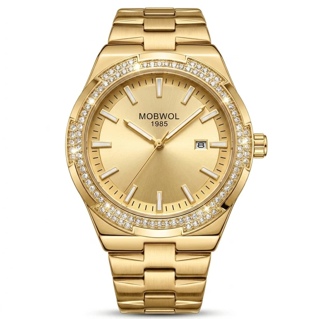 Men's Stainless Steel Quartz Watch, Scratch Resistant Glass, Luminous Hands, Date Display, Waterproof Business Sports Wristwatch