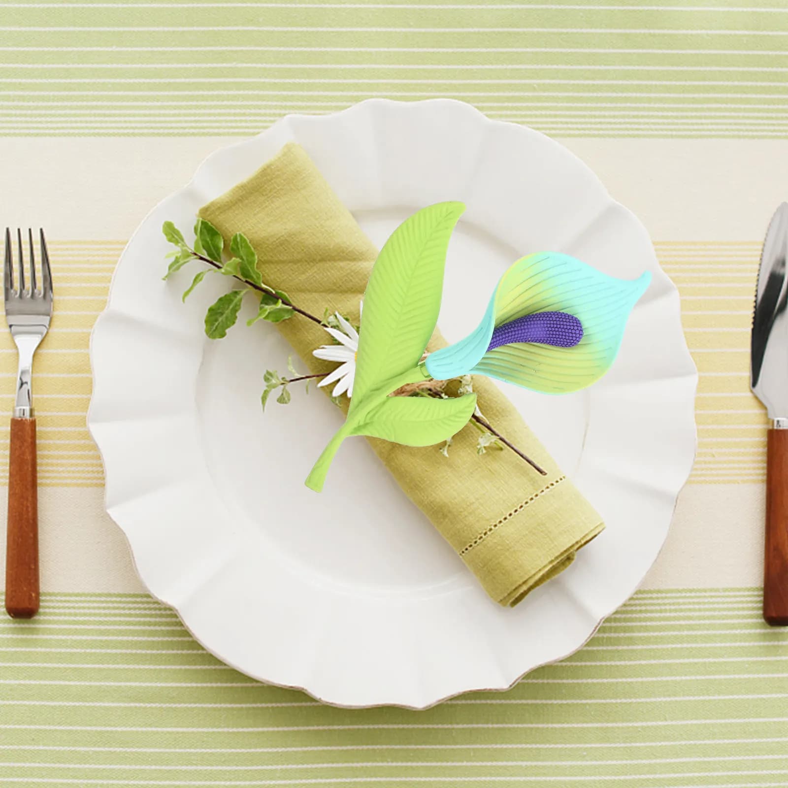 2 Pcs Home Decor Festival Napkin Clasp Holder for Table Leaf Shape Rings Alloy Clasps Decoration