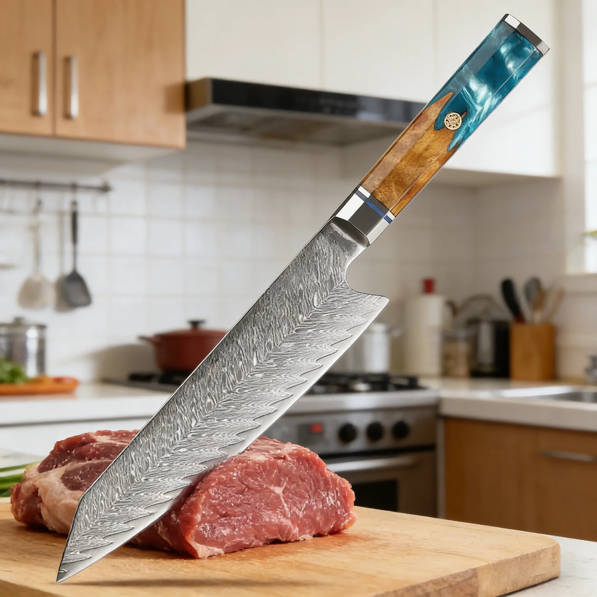 Coltello da Chef Professionale XITUO Kiritsuke in Acciaio Damascato Giapponese VG10 a 67 Strati, 8 Pollici