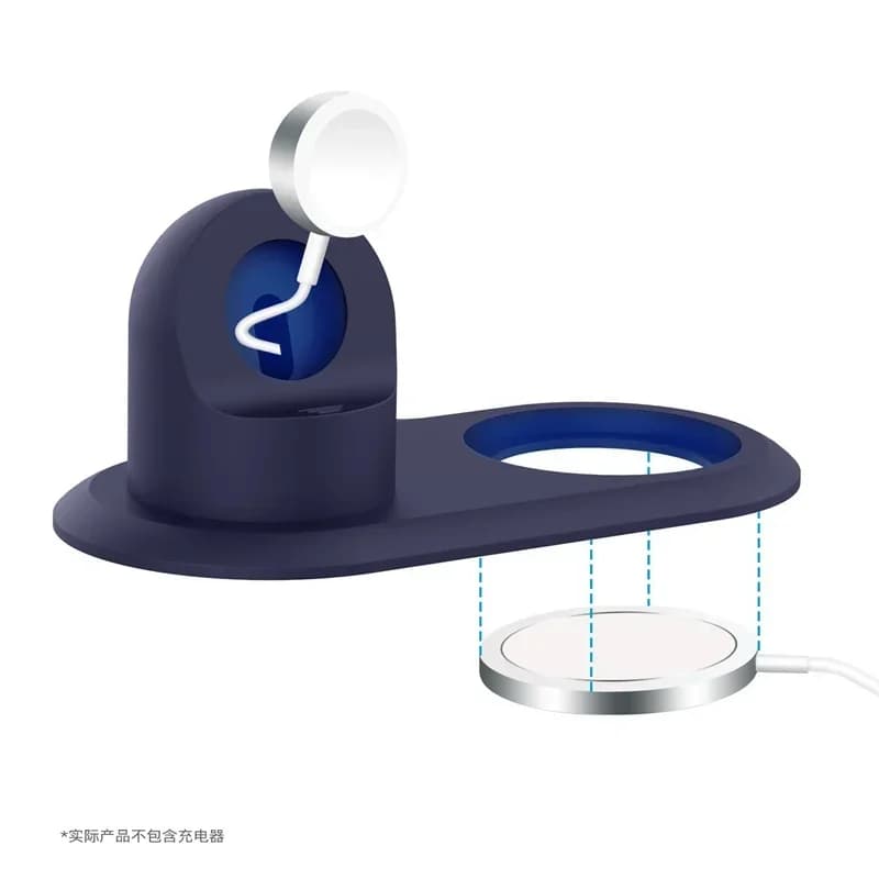 Stazione di ricarica 2in1 Desktop Pelle Supporto per caricabatterie in silicone Dock per Apple Watch 10 9 8 7 6 5 4 3 2 1 Ultra 2/SE iPhone 14