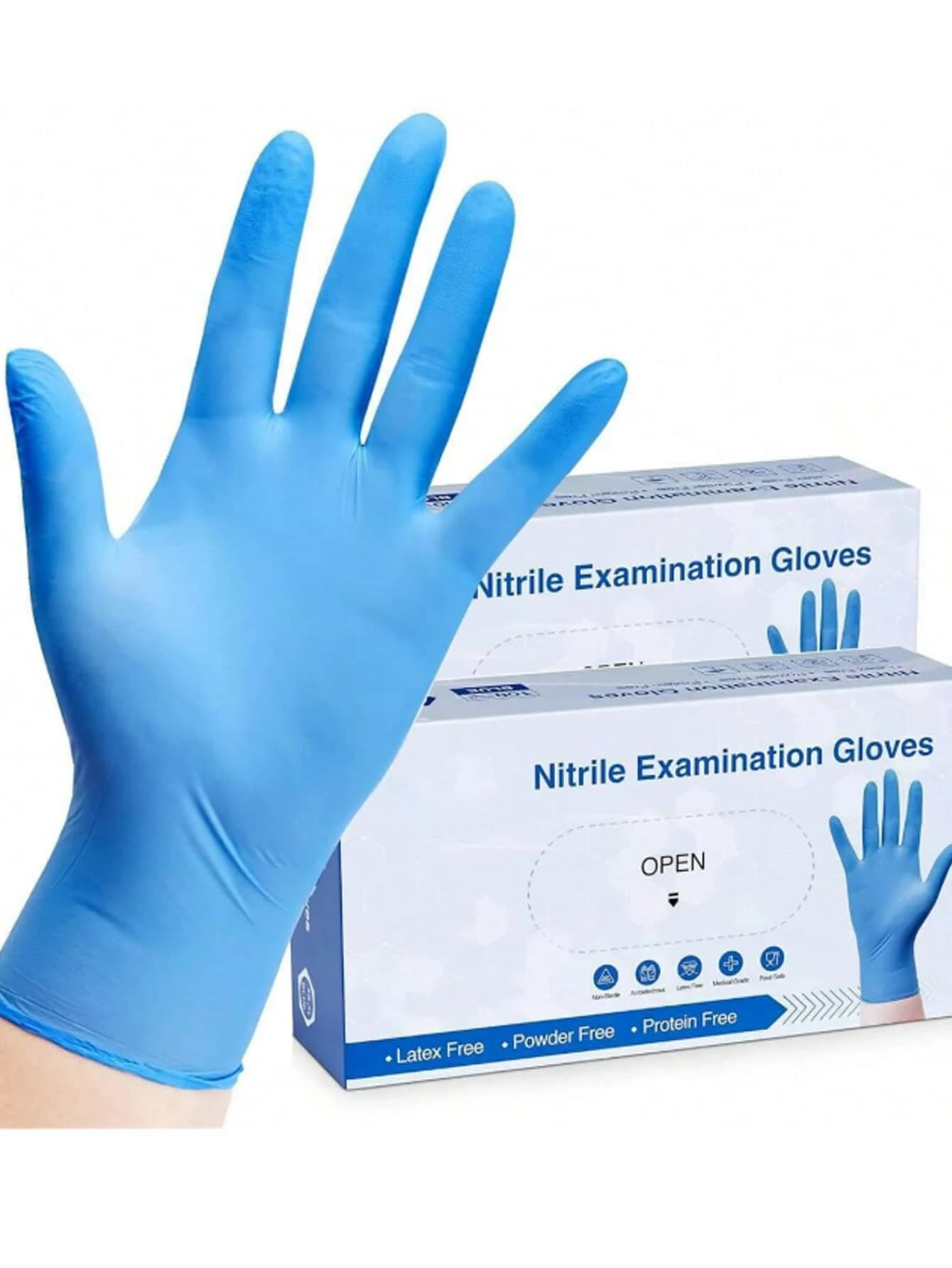 100 Guanti Monouso in Nitrile, Blu, Resistenti alle Forature e Altamente Elastici, Testurizzati per Lavare i Piatti, Cuocere, Protezione
