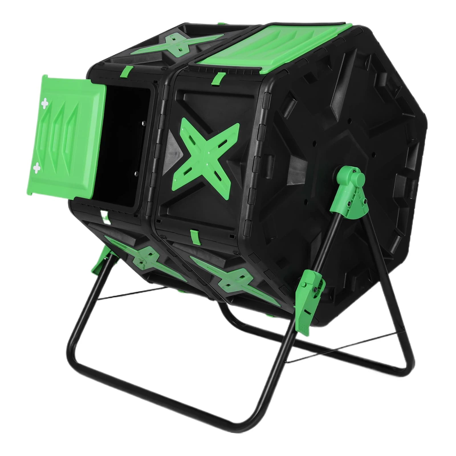 Compostiera da Esterno a Doppia Camera da 140L con Porta Scorrevole, Compostiera Veloce e Efficiente, Facile da Montare per Cucina, Giardino, Cortile, Patio
