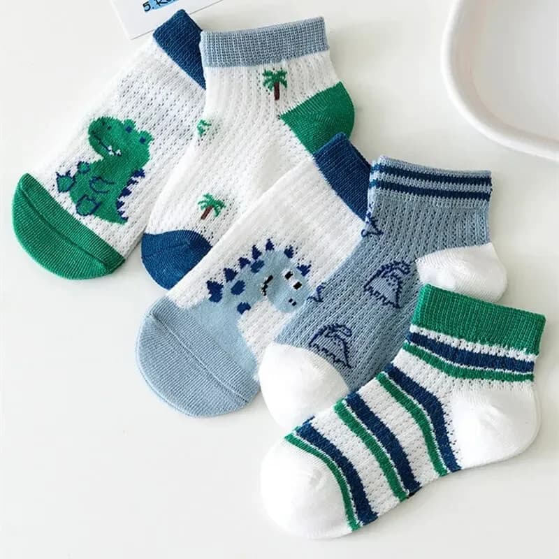 5Pairs Kids Socks Summer Cotton Boys Girls Socks Cute Breathable Cartoon For Children Baby Sock Mesh Thin Casual Socks