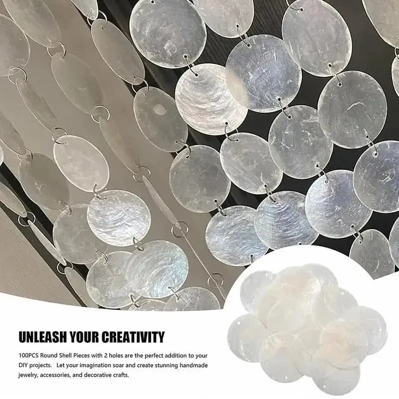 New Design 30Pcs White Round Capiz Shells With Holes Natural Shells for Wind Chimes Jewelry Making Home Decor