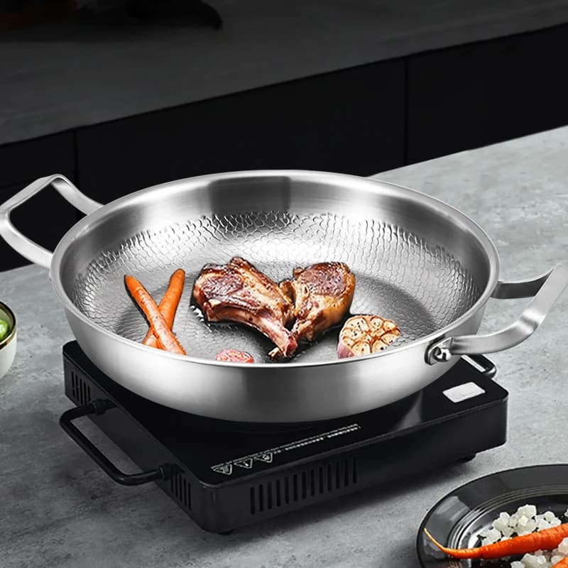 High Range German Plate in Titanium Non-coated for Steaks, Titanium Anti-stick pan for Universal Induction Rings