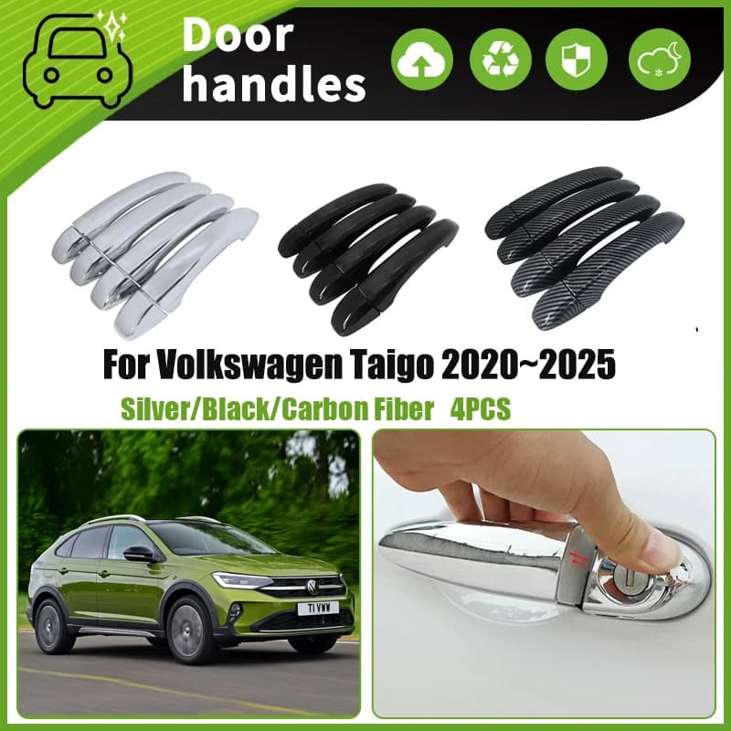 Car Door Handle Covers For Volkswagen VW Taigo Nivus CS1 2020~2025 Scratch Proof Chromium Stylings Stickers Exterior Accessories