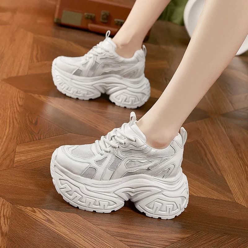 Women's Sneakers with Plateau Chunky, Mesh Breathable, Anti-slip, Walking Casual Shoes with Internal Rise, Versatile