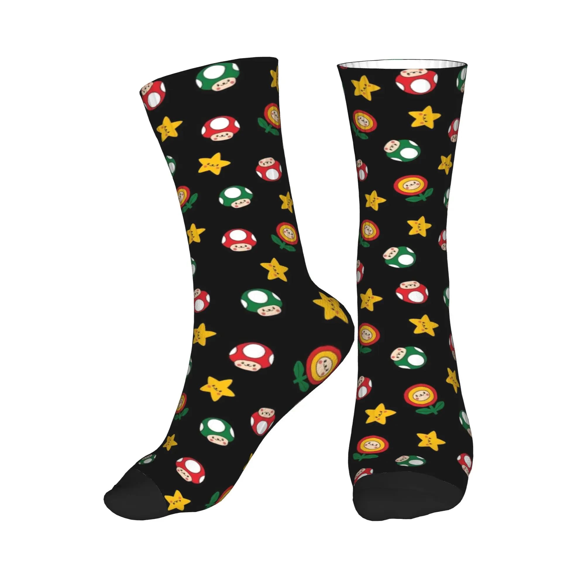 Calzini da uomo Cartoon Super Mushroom Marios Calzini unisex divertenti stampati in 3D da donna