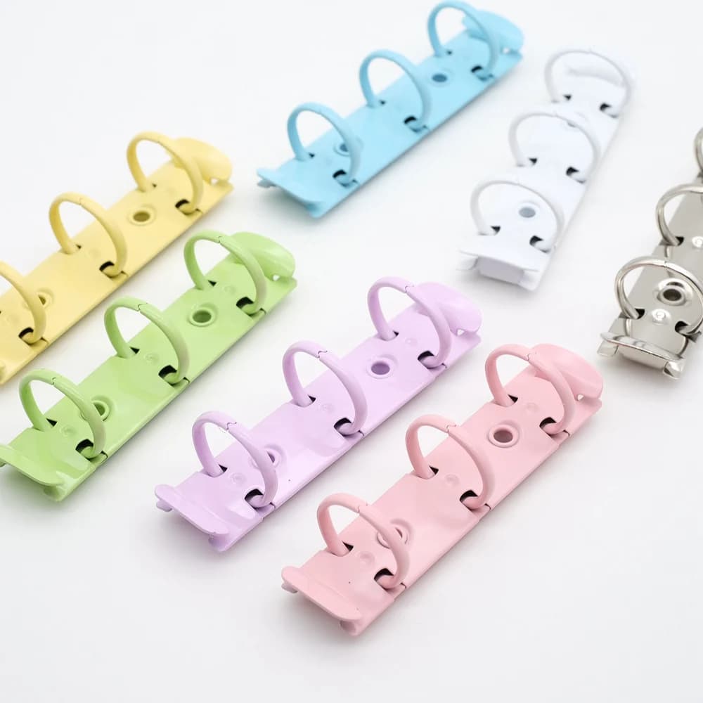A9 Mini 3-Ring Loose-Leaf Binder Clip Colorful Metal Notebook Organizer Clip for Business And Office Supplies