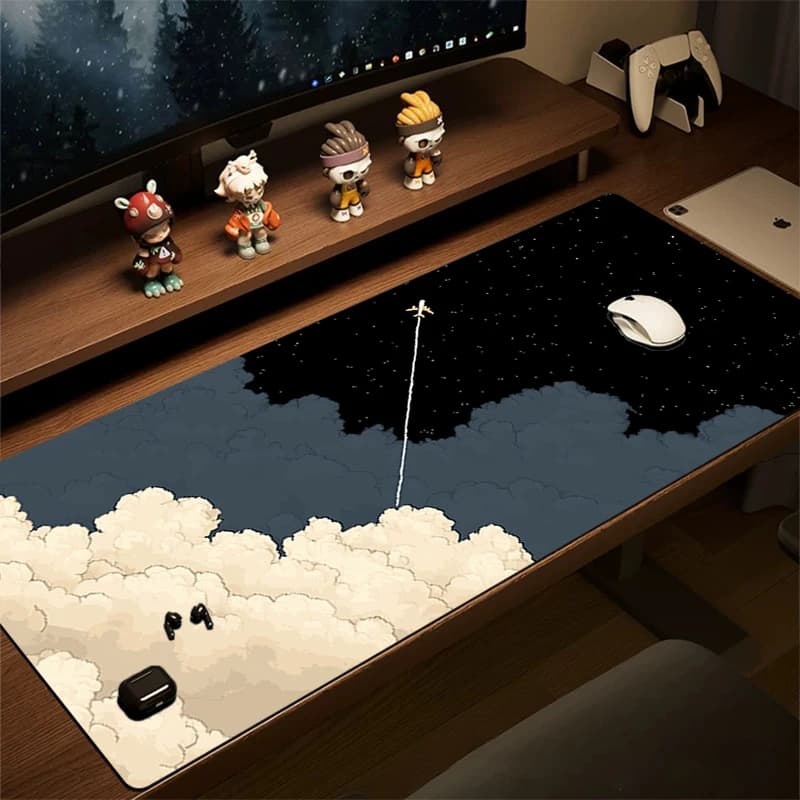 Tappetino da Scrivania Anime Art Cloud Plant, Grande Tappetino per Mouse da Gaming, Base in Gomma Antiscivolo, Bordi Cuciti, Tappetini per Tastiera, Tappetino per PC da Ufficio