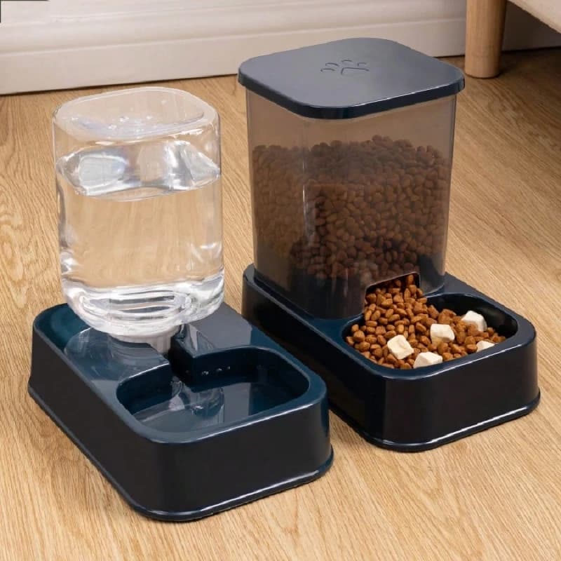 Set di 1 Distributore d'Acqua e 1 Distributore di Cibo per Animali Domestici, Distributori d'Acqua per Gatti, Ciotole per Animali