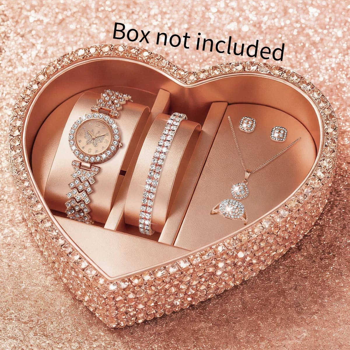 Set of 6 Elegant Women's Watches with Alloy and Rhinestone Strap, Dial with Arabic Numerals and Butterfly Motive, Fashion Dust Clock (Without Box)