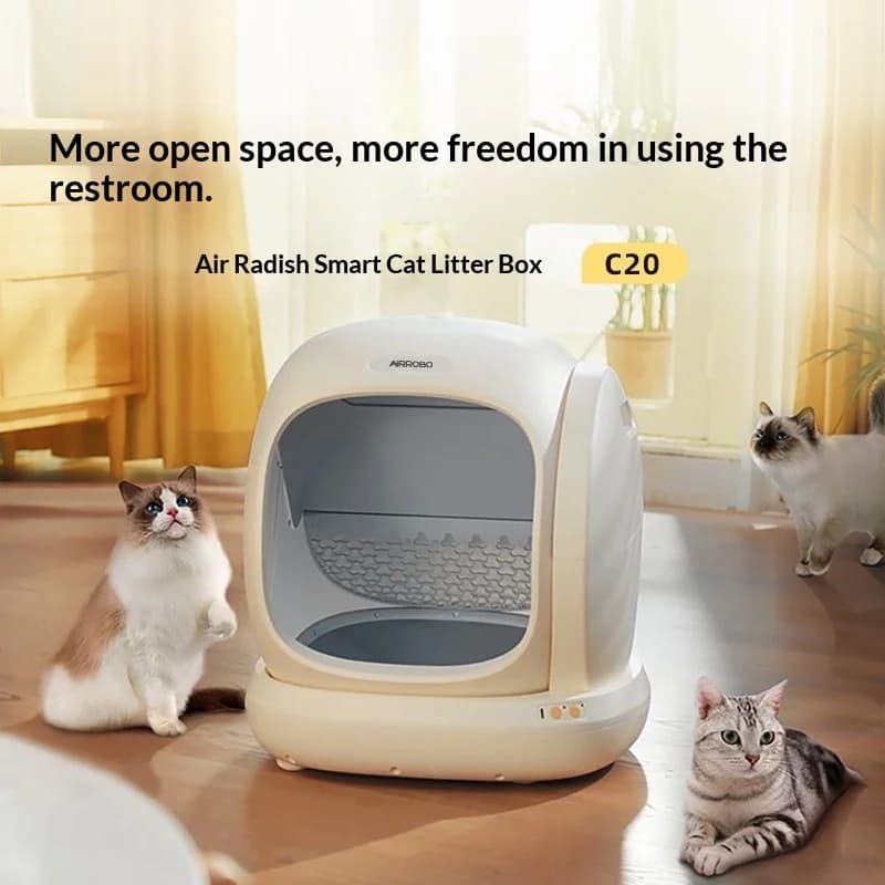 Nuovissima Lettiera per Gatti Smart Open-Top Completamente Automatica, Toilette per Gatti a Doppio Strato con Controllo Odori e Anti-Schizzi, con Controllo tramite APP