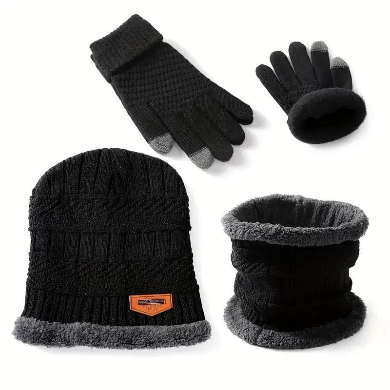 3 pcs/set Thermal Windproof Winter Set in Pile Hat Scarf Gloves For Hiking Cycling Fishing Sports Air Open Time Cold 2025 New