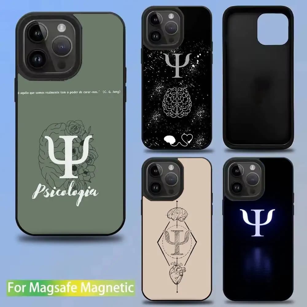 Custodia per telefono con logo psicologico psicologo per iPhone 16,15,14,13,12,11,Pro,Max,Plus,Mini,SE Nuova ricarica wireless magnetica Magsafe