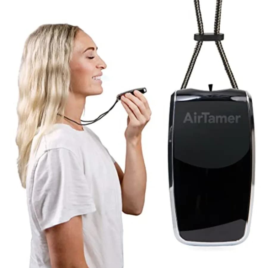 Purificatore d'aria personale ricaricabile A320, prestazioni collaudate, testato contro virus e inquinanti, nero con custodia da viaggio in pelle