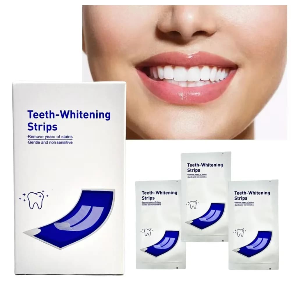 14 pairs of teeth whitening stripes Dental grinder for daily oral hygiene (seguro and effective)