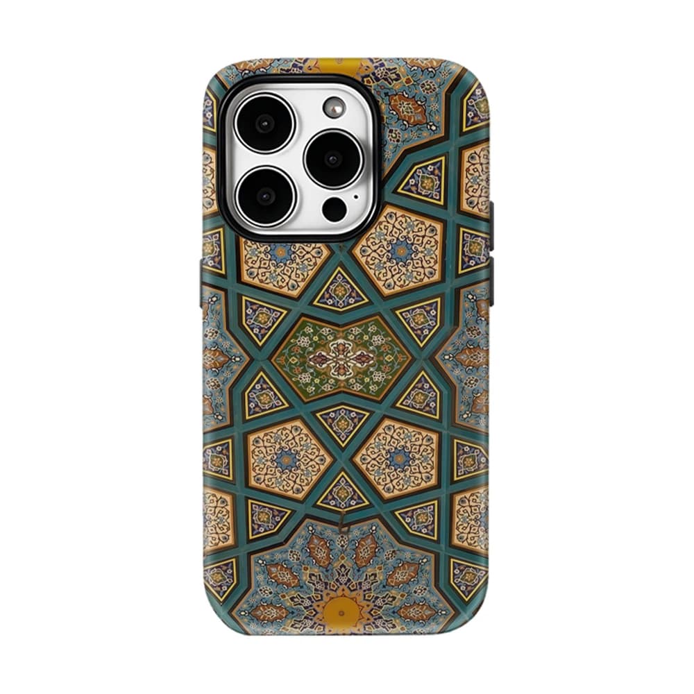 Custodia per telefono con motivo floreale persiano per iPhone 17 16 15 14 13 Pro Max Plus, custodia magnetica robusta a strato singolo/doppio