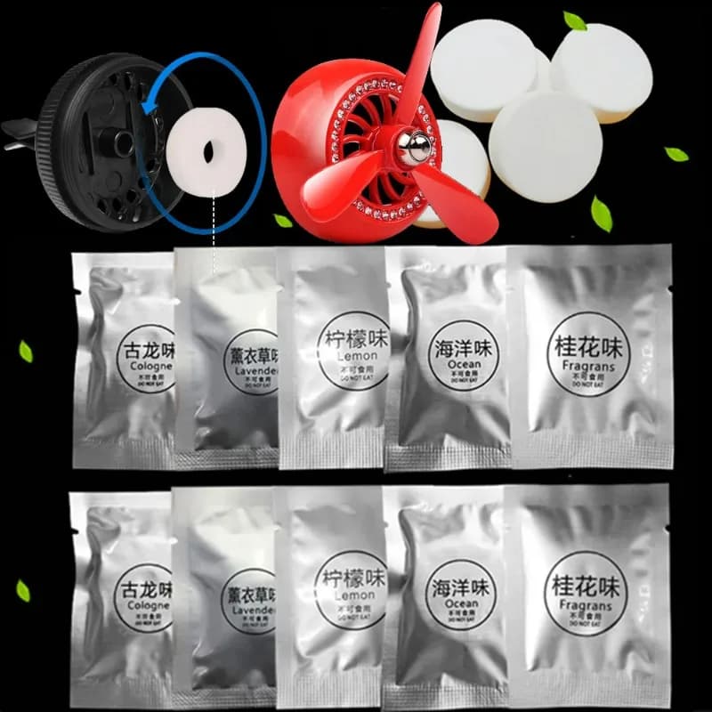 Deodorants for cars Refill Air Clips for cars Spare parts set Solid perfume cushions Deodorant for environments Charging tablets Deodorant