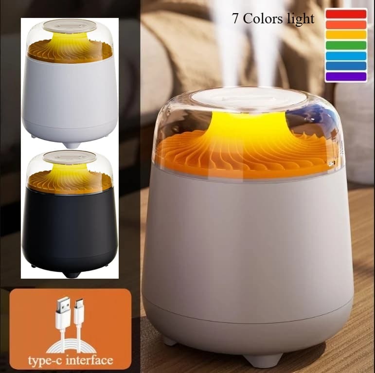 2500 ml essential oils aroma diffuser (88 ounces) Double spray humidor 7 color flame lights for gym yoga spa in home office