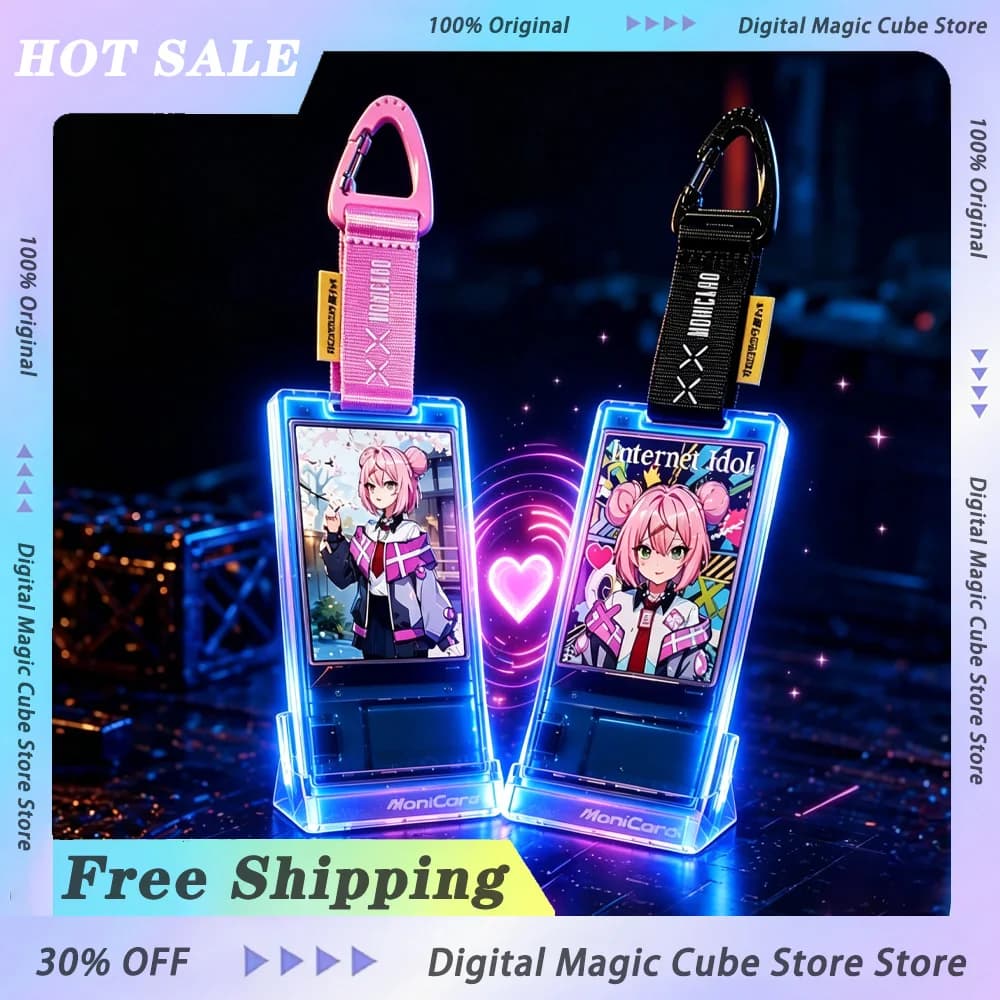 Monicard Magic Card Smart Digital Badge Electronic Pass Badge NFC Bluetooth Customizable GIF Screen Anime Trendy Pendant Gift