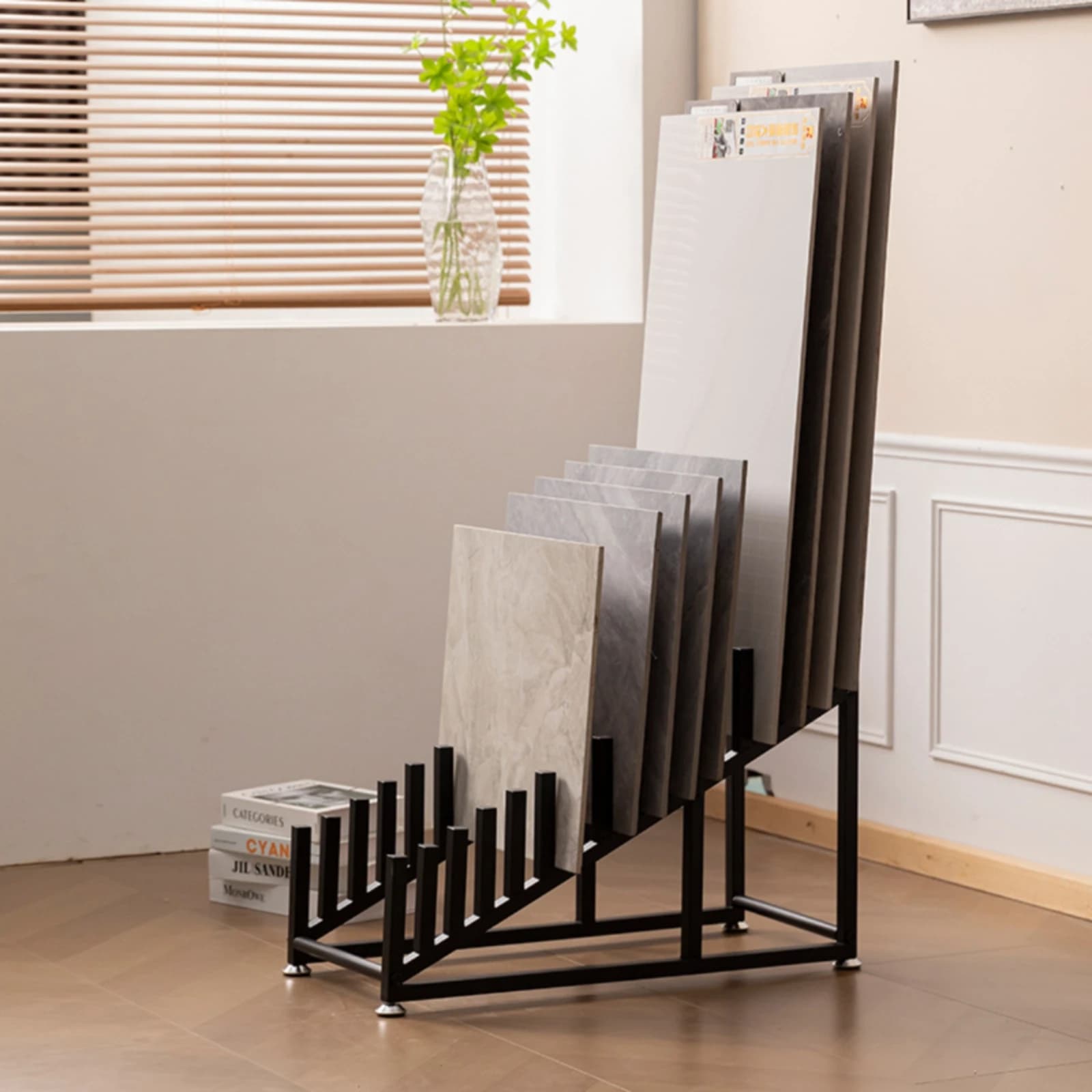 Tile Display Rack Heavy-Duty Tile Sample Display Stand Stone Sample Holder Long-Lasting Organizer Space-Saving for Retailers