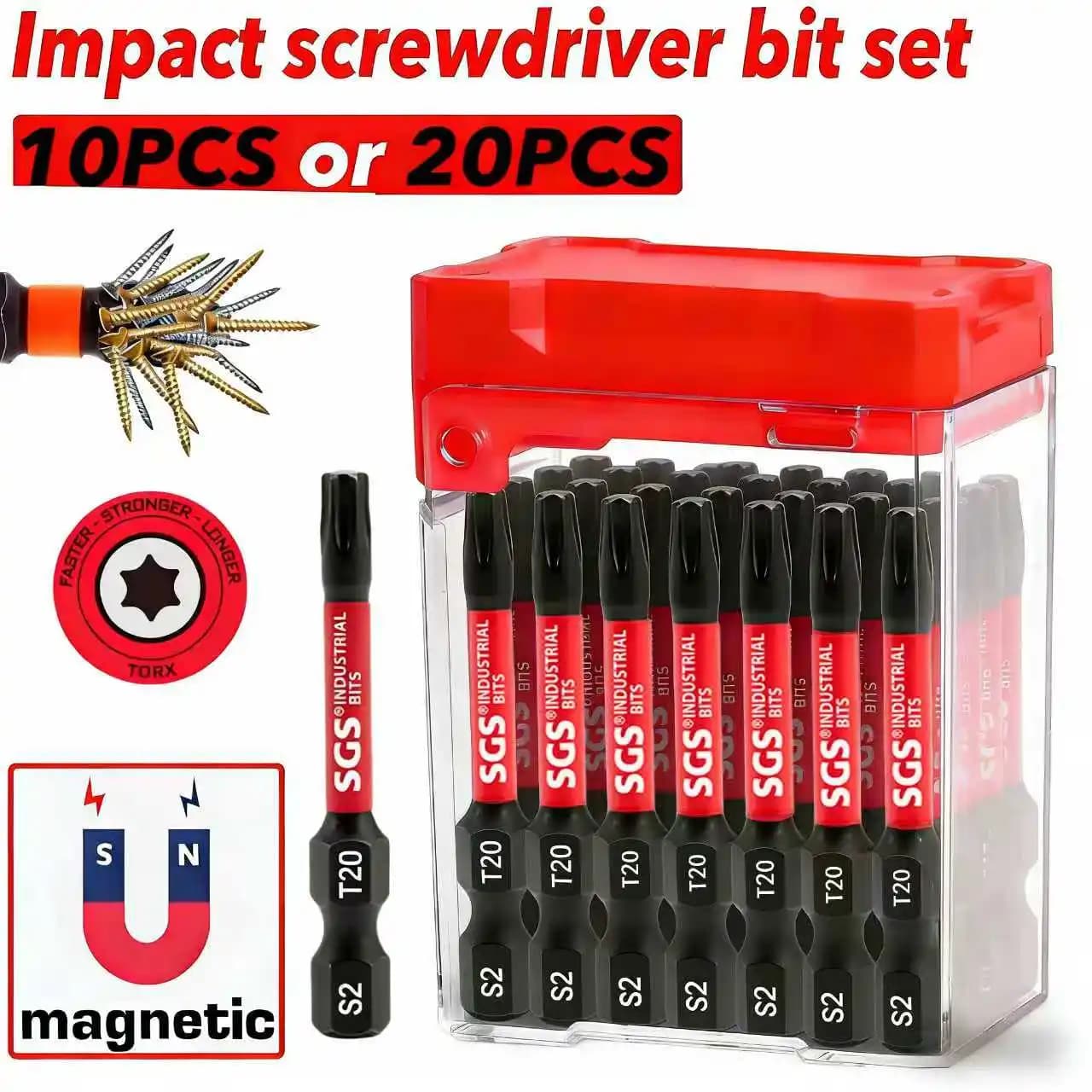 Set da 10/20 pezzi di punte per cacciavite Torx T20 di precisione, 50 mm, resistenti all'usura e durevoli, lunga durata, scelta preferita per gli strumenti di riparazione