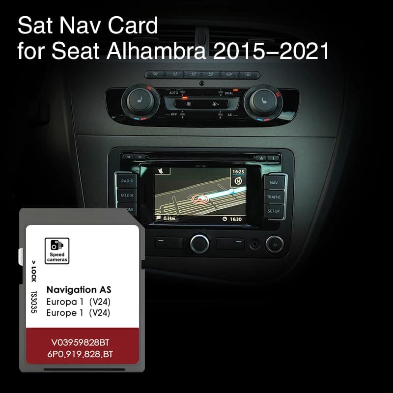 Scheda SD di navigazione per Seat Alhambra Navi System 2015-2021, MIB2 AS V23, con mappe di Olanda, Germania, Francia, scheda GPS.