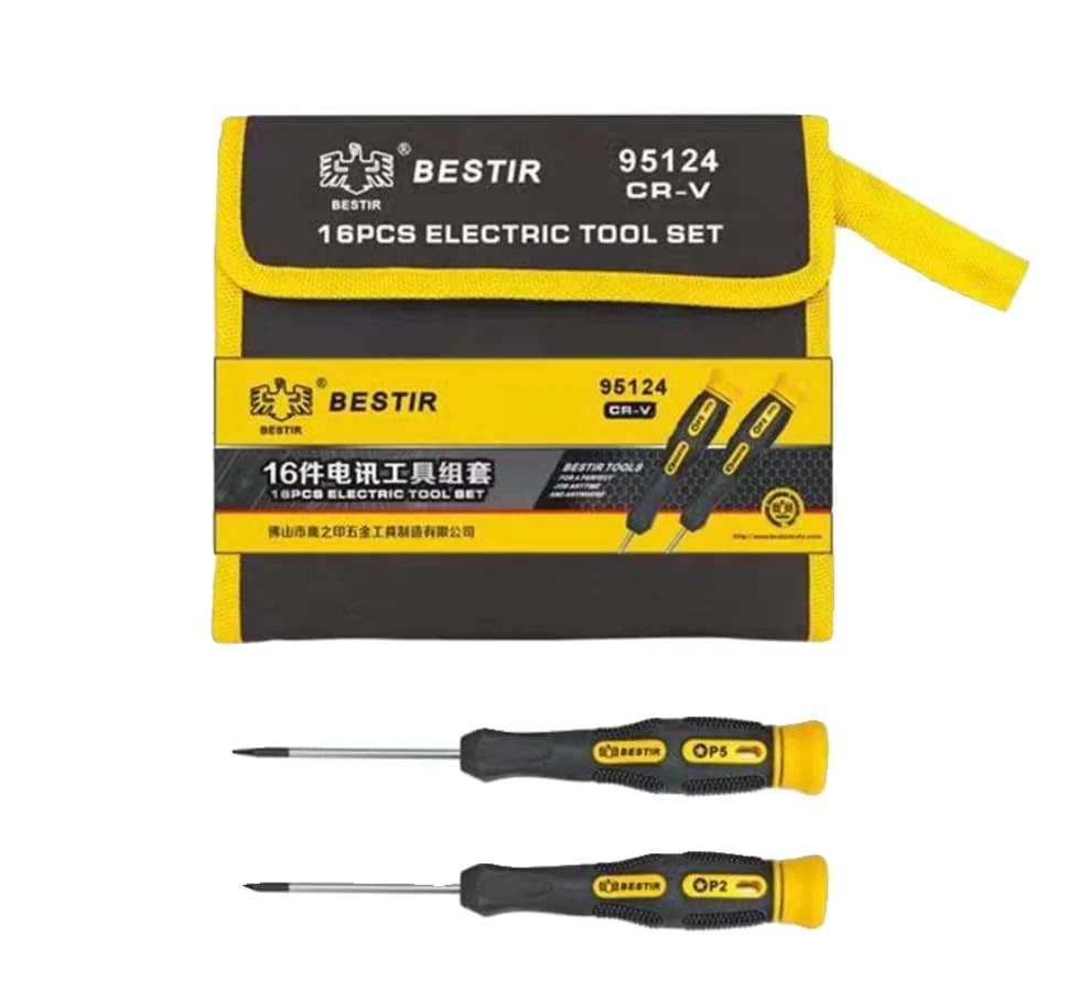 Set di cacciaviti elettrici BESTIR da 16 pezzi in acciaio al cromo vanadio per telecomunicazioni, telefoni, laptop, tastiere, occhiali ed elettronica