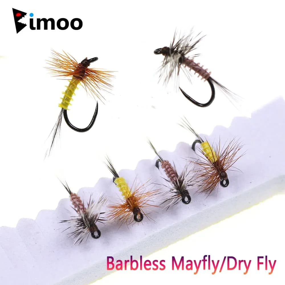 Bimoo 8 pezzi # 20 Barbless Mayfly Dryfly Gallo Hackle Esca per insetti artificiali Trota Pesce persico Grayling Bluegill Esche da pesca Esche