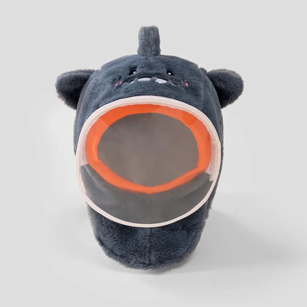 Plush Cartoon Integrated Scarf Hat Ear Protection Face Cover Windproof Hat with Removable Mask Thicken Kids One-Piece Hat