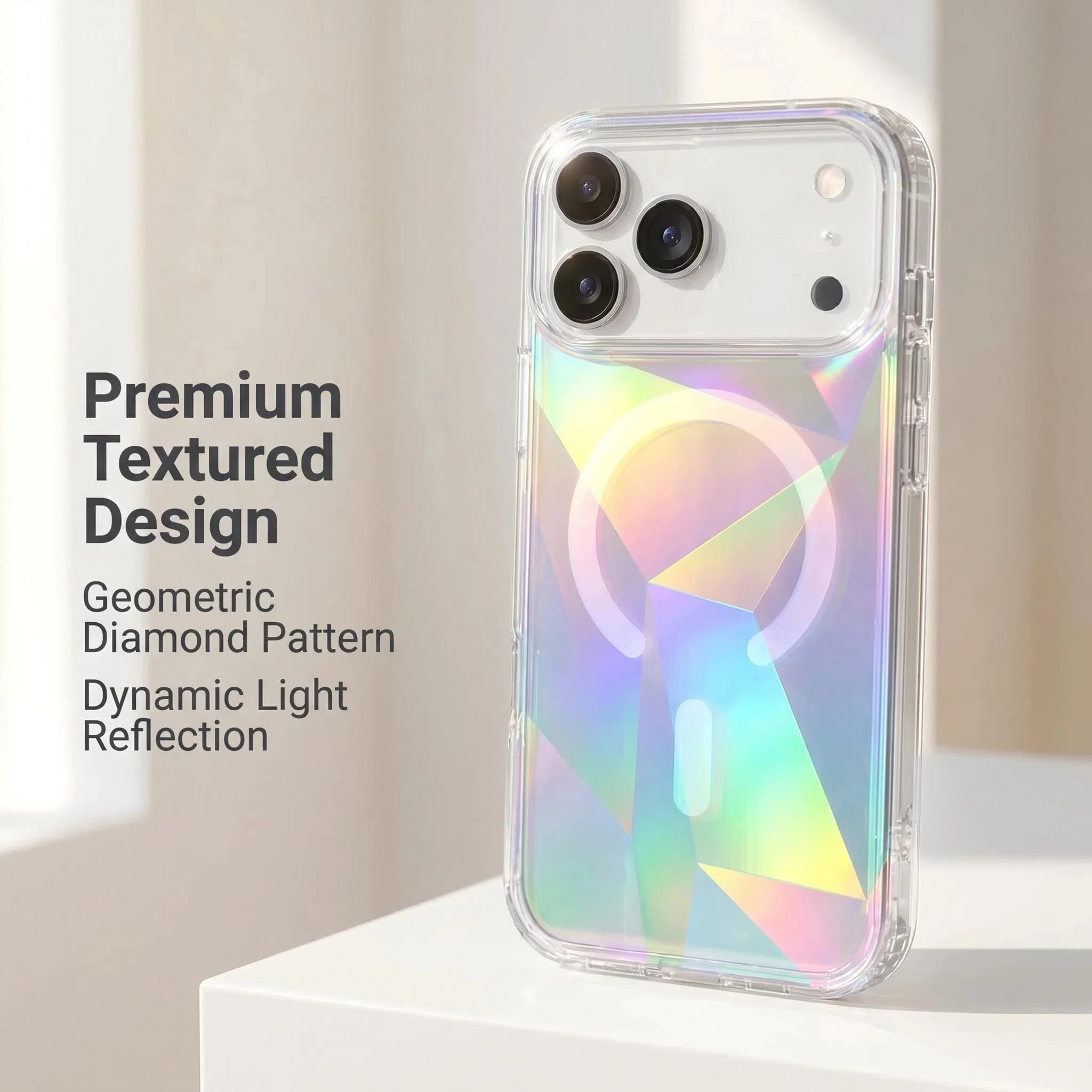 For iPhone 17 Pro Max 17 Gradient rainbow laser magnetic cute pink phone case, suitable For Samsung Galaxy S25Ultra, S26Ultra color For Magsafe wireless charging hard case.