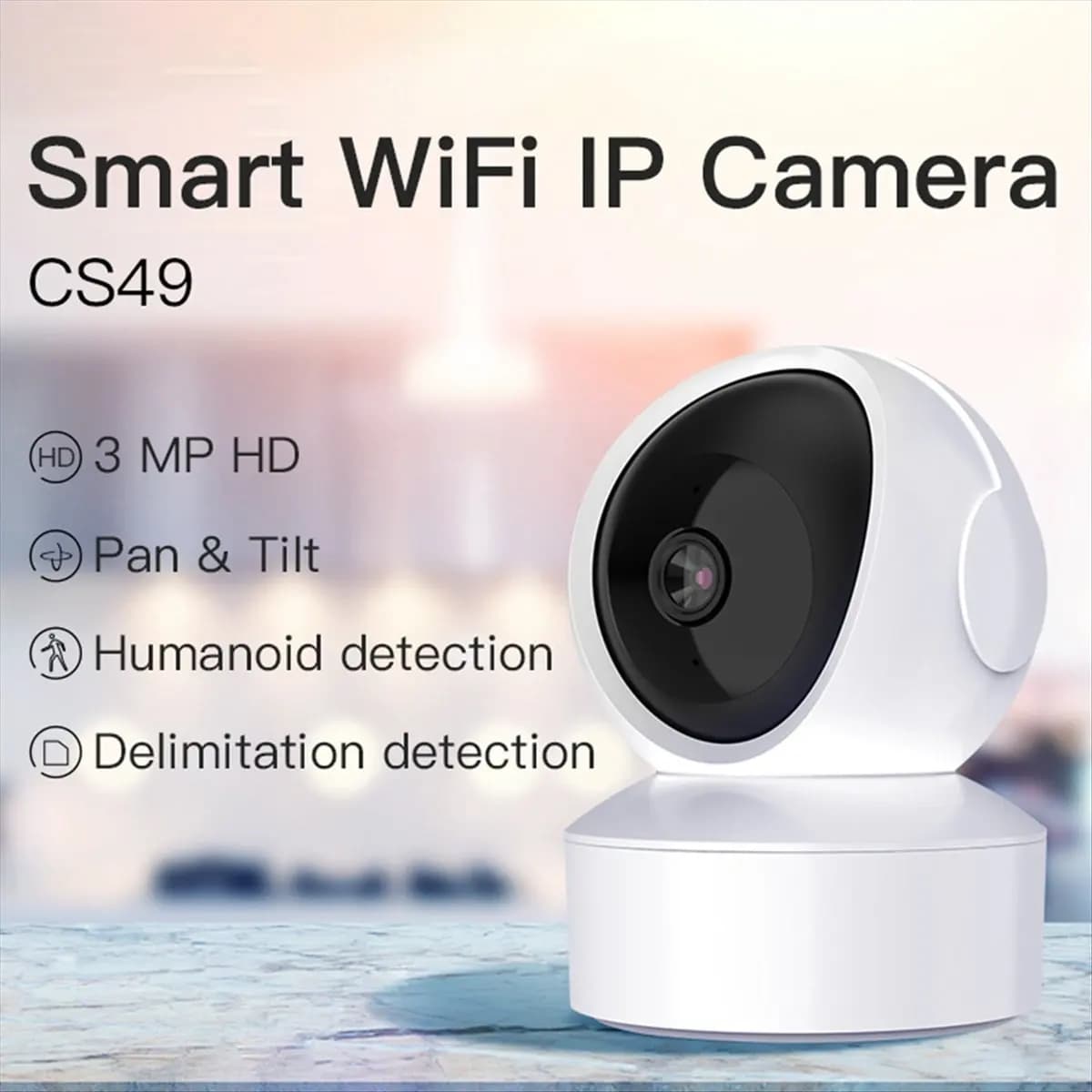 3MP Wireless WIFi Camera PTZ IP Dome Camera Smoke Alarm Absent Detection Home Security CCTV Intercom Baby Monitor Camera