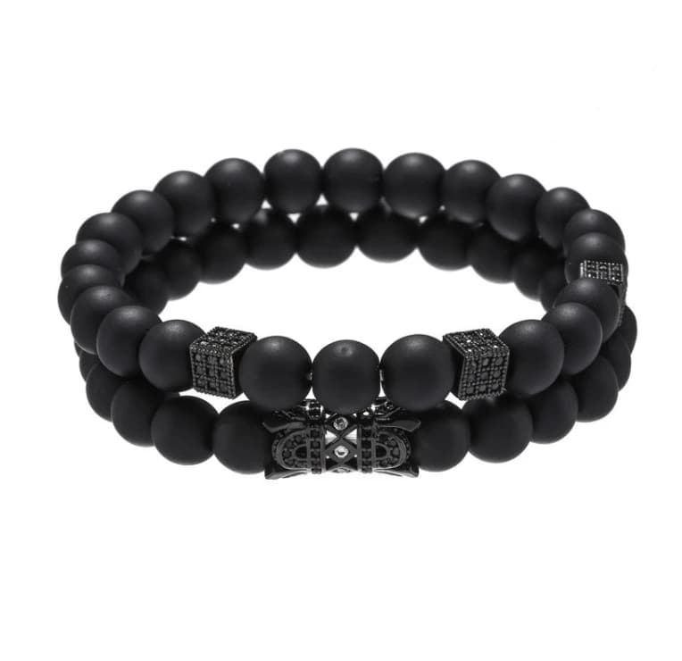Accessori per bracciale con dadi a tubo tondo in zircone micro-pavimentato nero opaco da 8 mm in stile europeo e americano