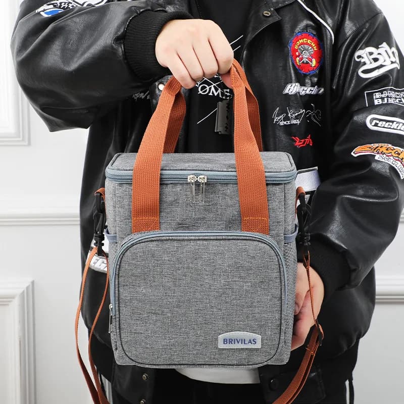 Borsa Termica Impermeabile per Picnic all'Aperto, Borsa Frigo a Tracolla in Alluminio Rinforzato per Bento