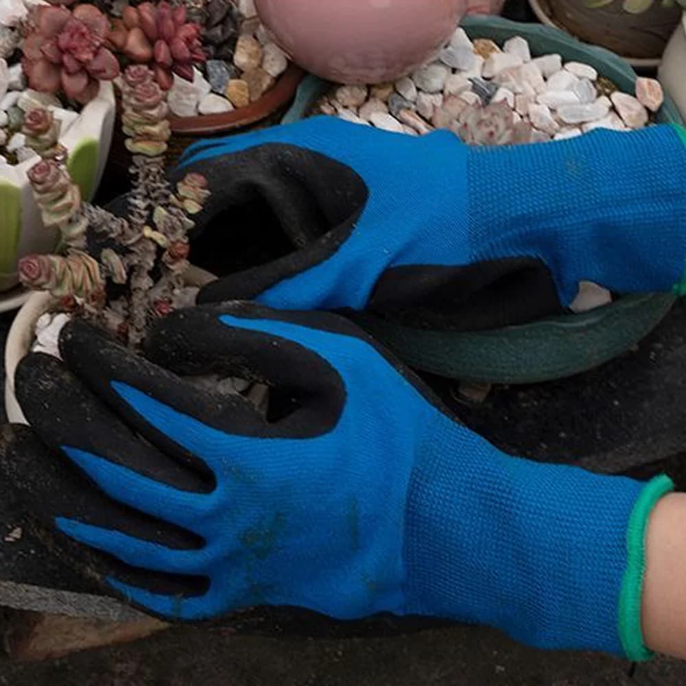 Nylon Nitrile Sandy Work Gloves Wear Resistant Breathable Safety Gloves for Gardening Warehouse Construction Mechanics Farm DIY