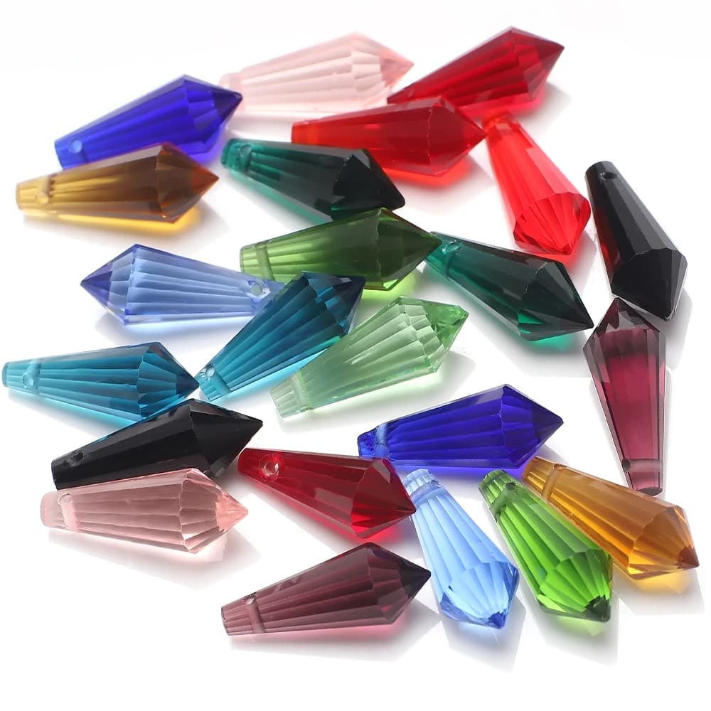 20Pcs/Lot 8x20mm Long Bicone Shape Glass Drop Beads Crystal Teardrop Pendants for DIY Jewelry Making Necklaces Bracelet Accessor